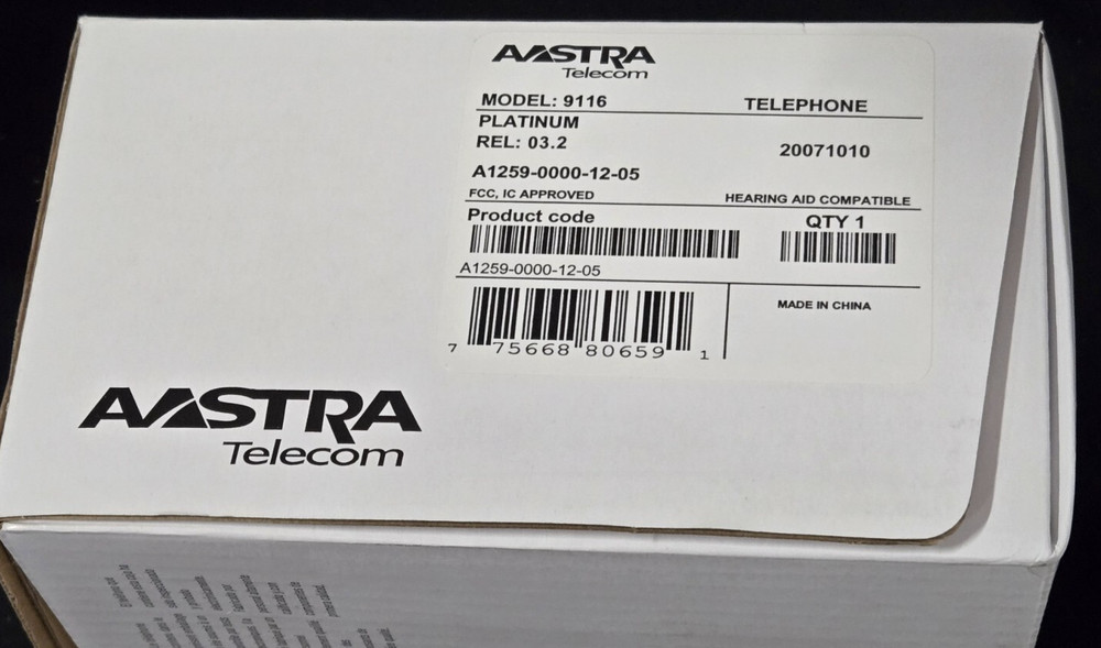 Aastra 9116 Platinum Single Line Corded Phone ~ Open Box