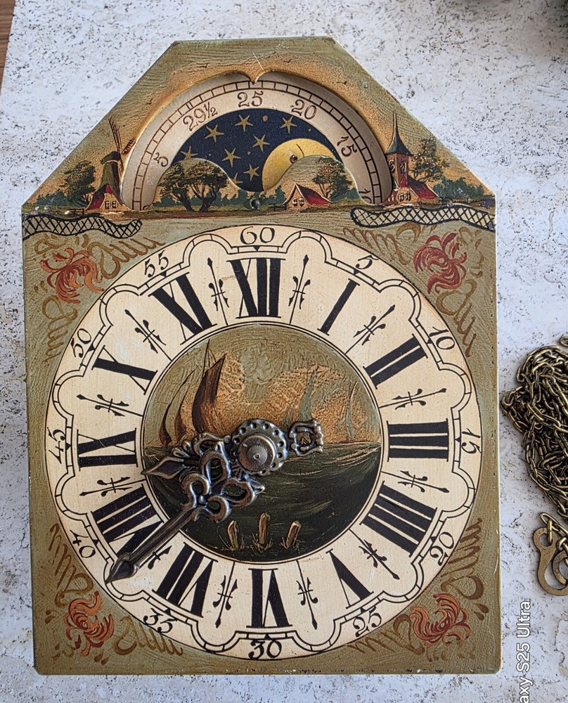 Warmink Clock Dial, Movement  Wall Clock  And Chains Moon Phase