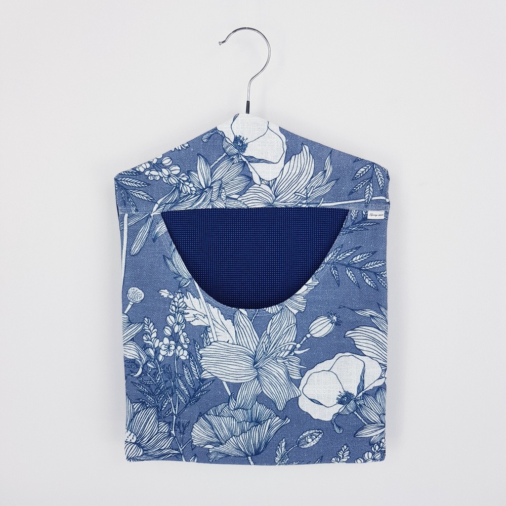 Peg Bag Handmade Blue Floral Front Patterned  Lined Laundry Clothes Peg Holder