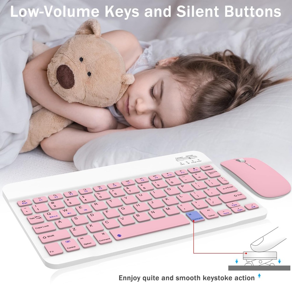 Rechargeable Bluetooth Keyboard and Mouse Combo, Universal Ultra-Slim Wireless