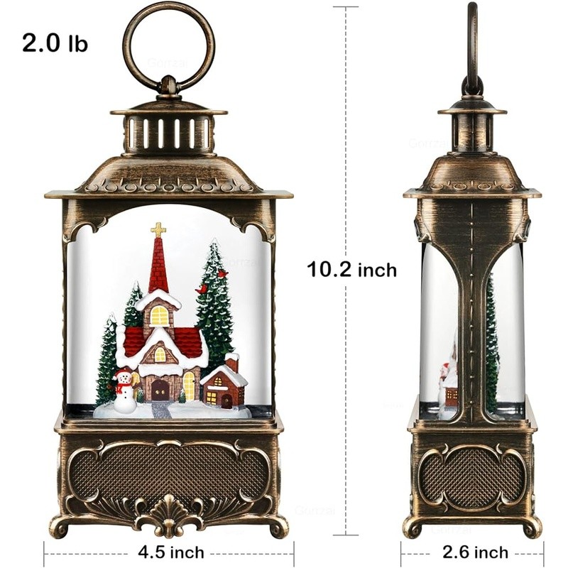 Christmas Musical Snow Globe Lantern W/ Timer Automatic Glitter LED Light New