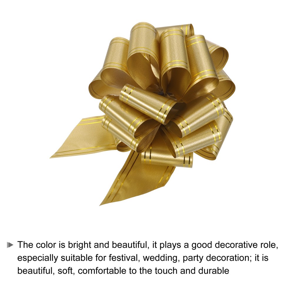 5pcs 6" Large Pull Bow Metallic Gold Gift Wrapping Bows with Gold Edge