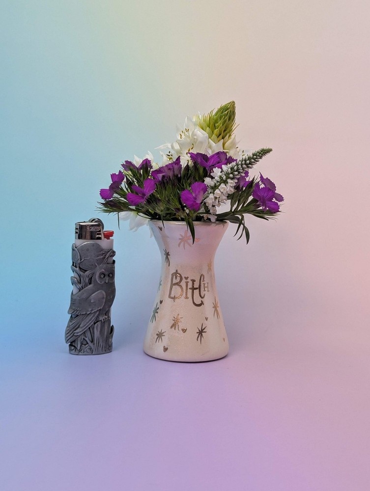 Bitchy Bud Vase W/Opalescent