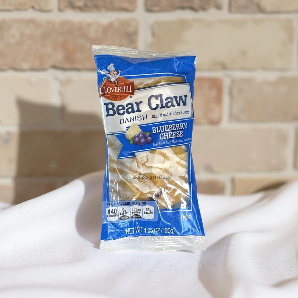 Cloverhill Bear Claws, Blueberry Cheese, Individually Packaged, Case