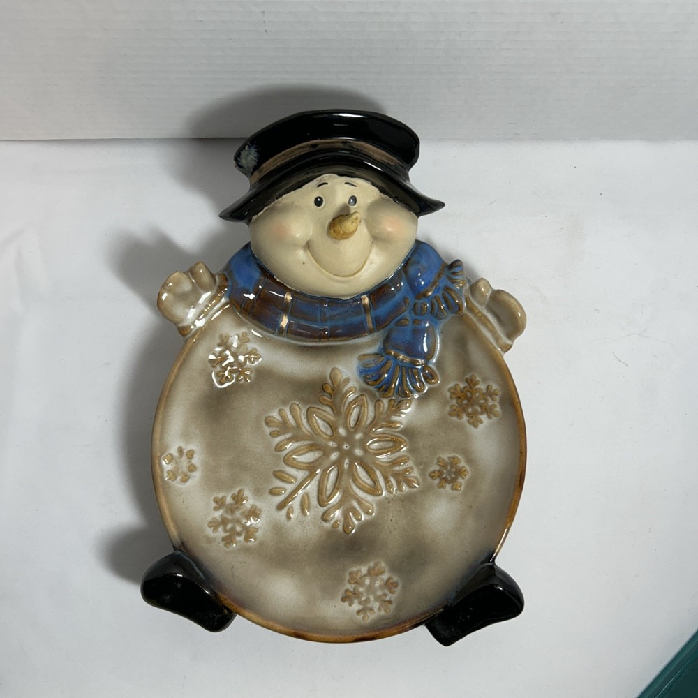 Vintage Ceramic Snowman Candy Dish