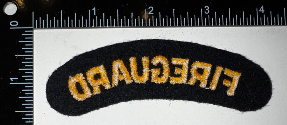 WWII British Home Guard Fireguard Formation Shoulder Title Flash Patch
