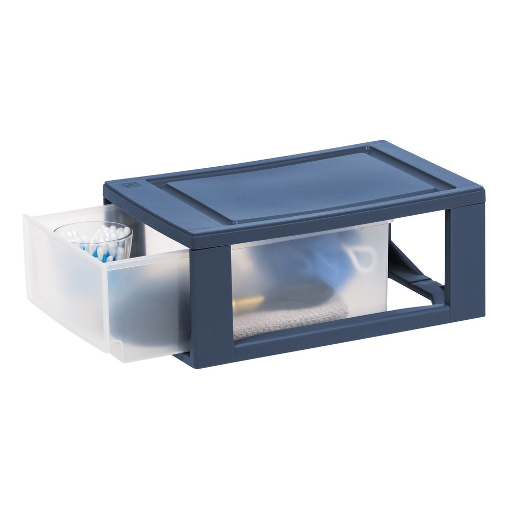 (2 pack) 8.5" Stacking Plastic Drawer, 2 Pack - Navy Blue