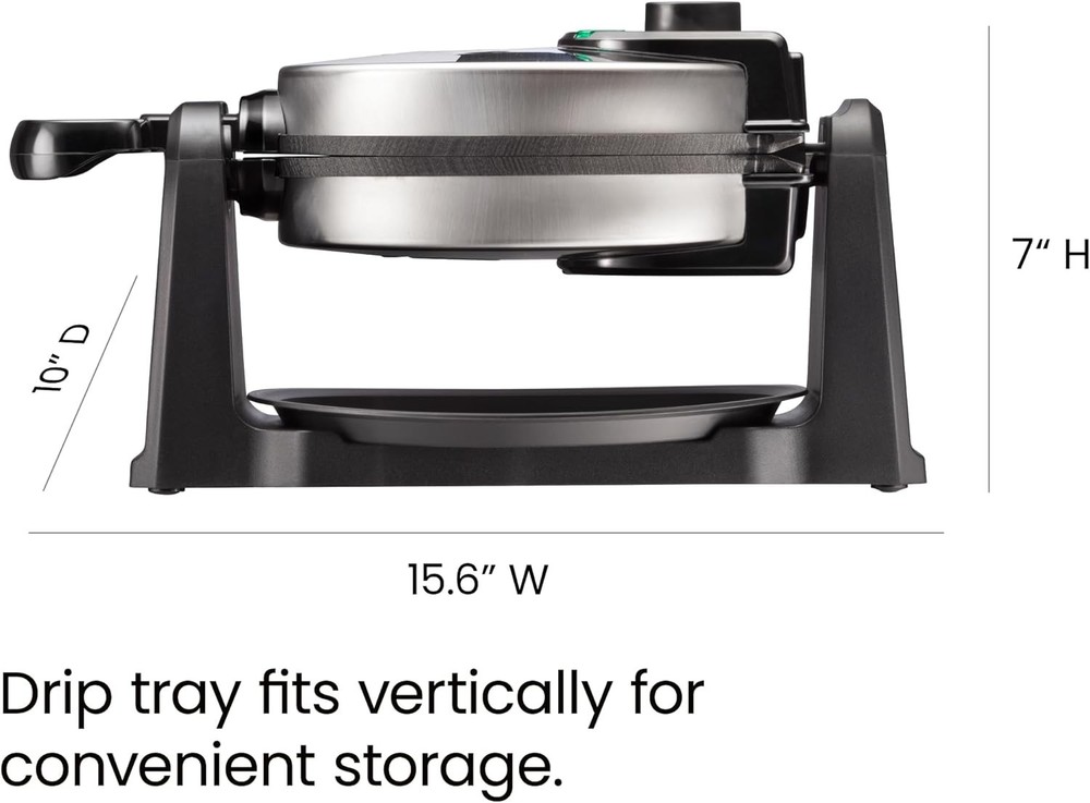 Space Saving Waffle Maker, Locking Lid, Stainless Steel