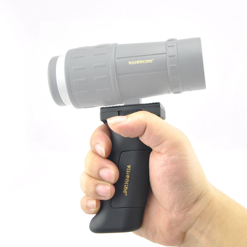 Pistol grip handle for compact cameras, camcorders monocular and compact scopes
