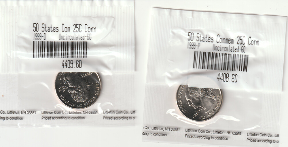 1999 Uncirculated P & D Connecticut State Quarters