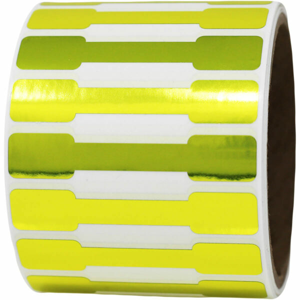 Gold Metallic Tamper Evident Labels | 0.5" x 2.75" Special Shape - 500 Pack