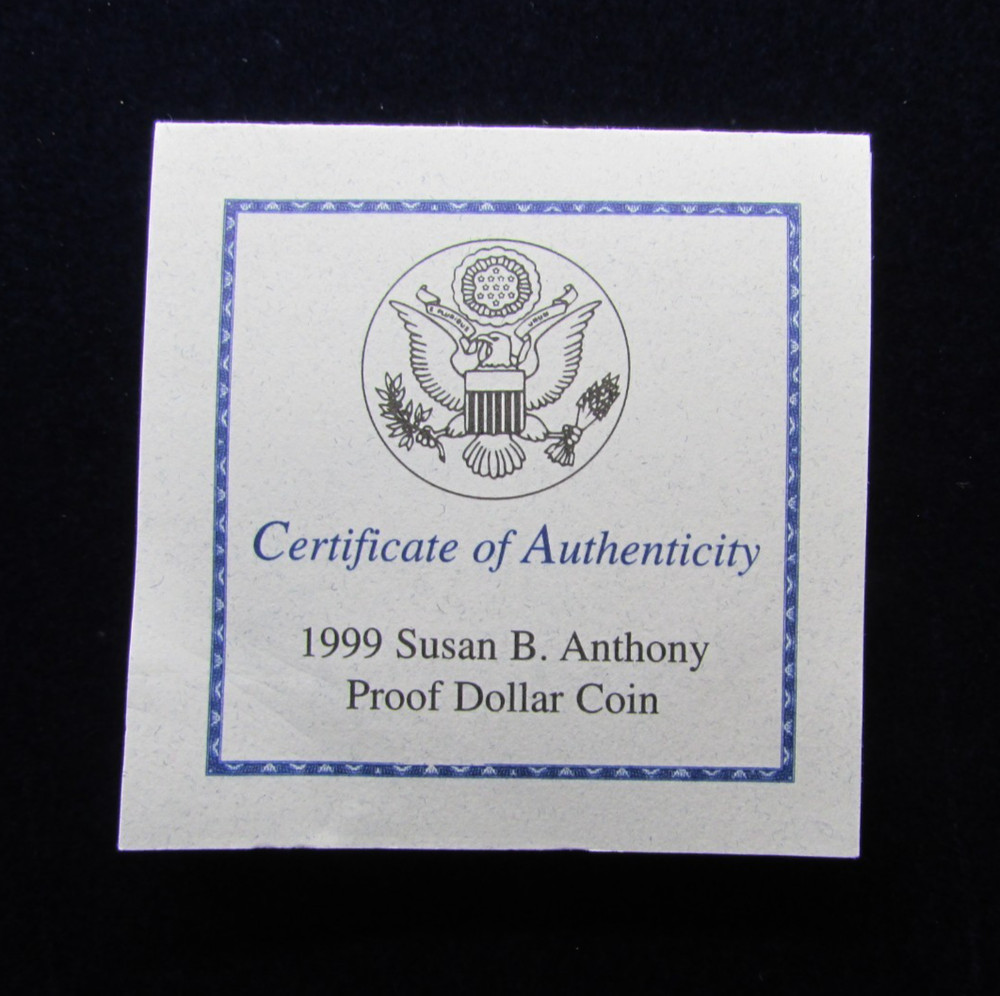 1999 Susan B Anthony Proof Dollar OGP & COA