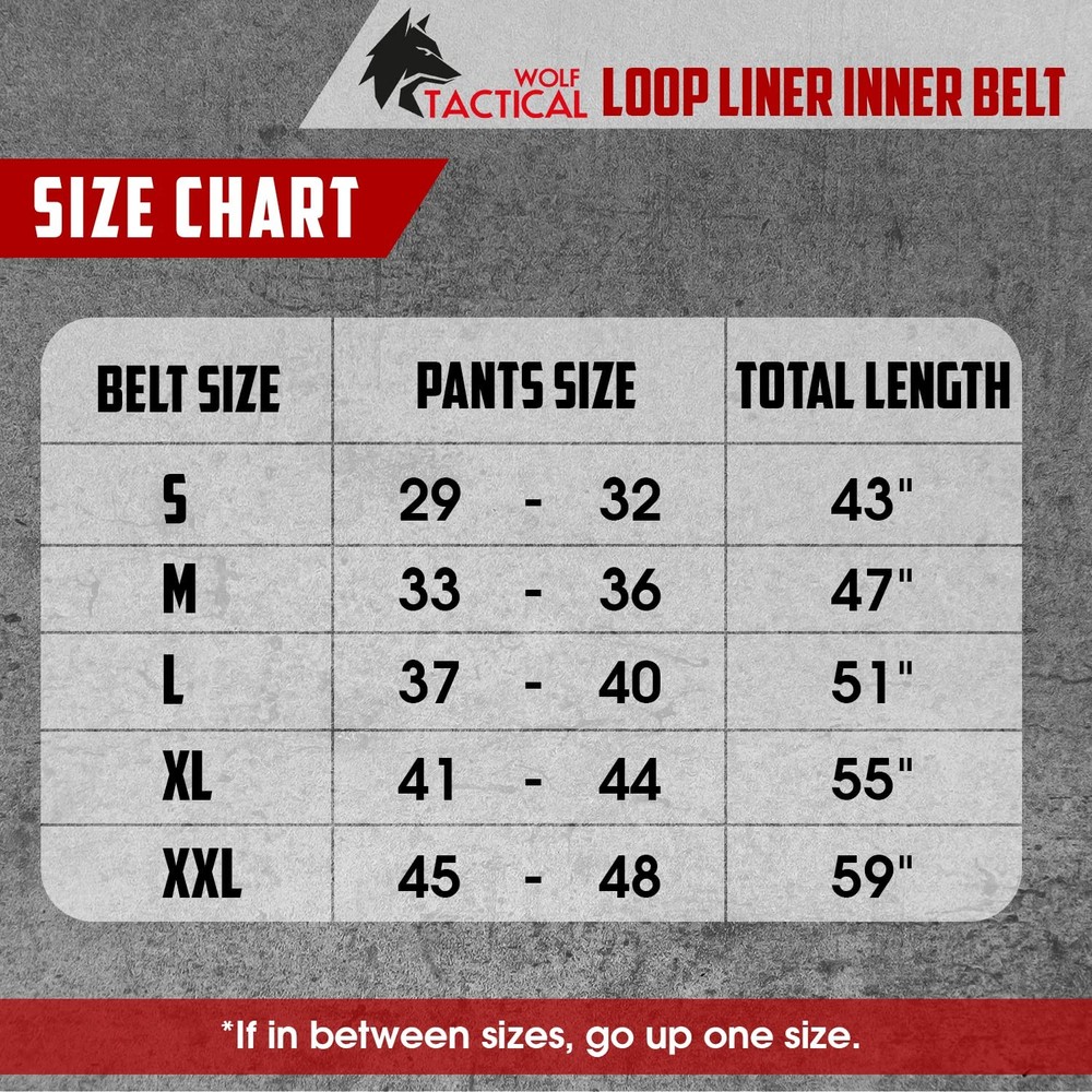 Loop Liner Inner Belt for Duty - 1.5" Hook and Loop EDC for Battle Belt Black