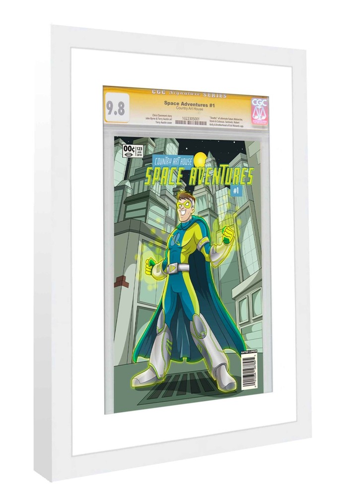 White Comic Book Frame With White Mat For 1 Graded Comic Book