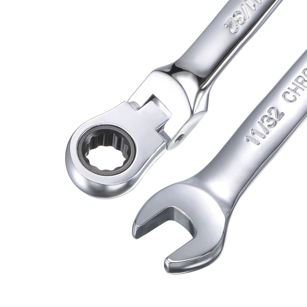 11/32" Flex-Head Ratcheting Combination Wrench SAE 72 Teeth 12 Points