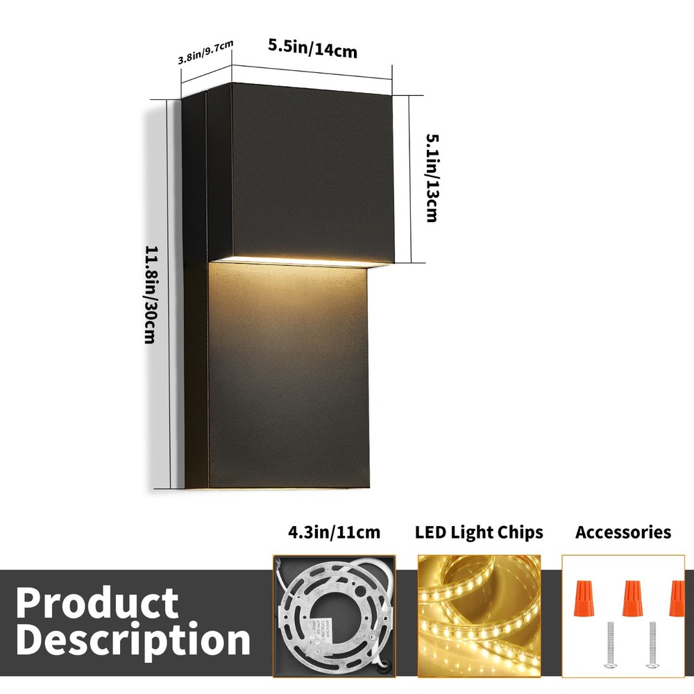 1-Pack 11.8 in. Black Wall Light