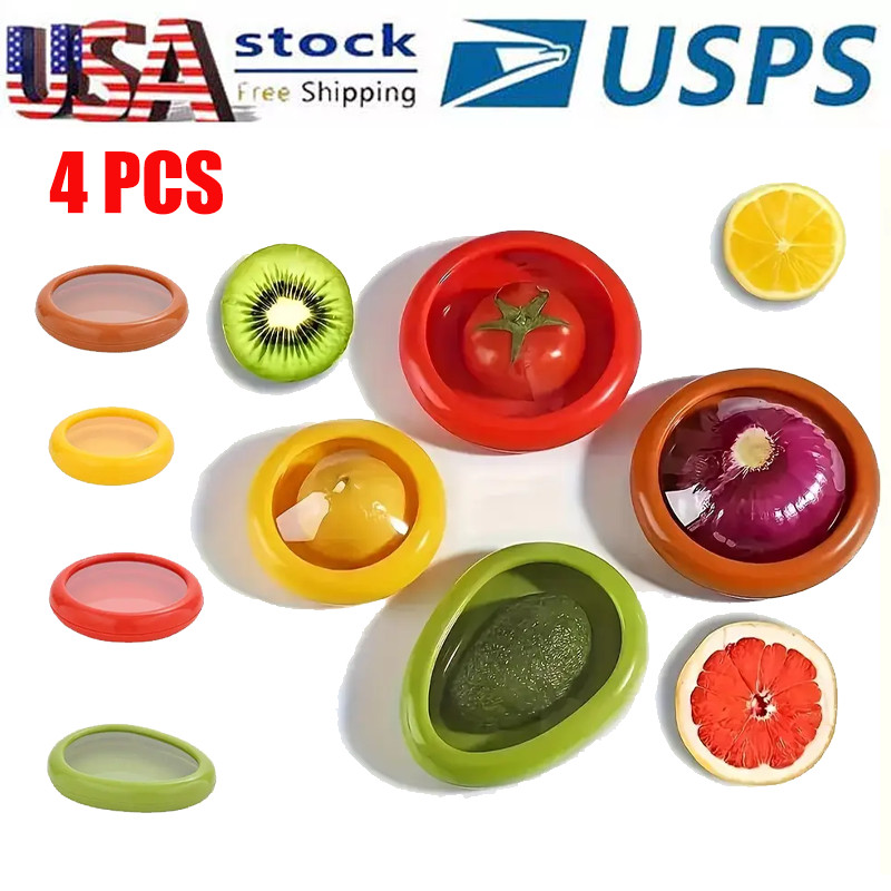 4PCS Storage Containers Fresh Produce Reusable Silicone Fruit & Vegetable US