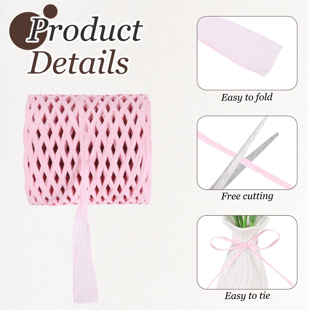 219 Yard Raffia Paper Craft Ribbon, Raffia Twine String, Pink