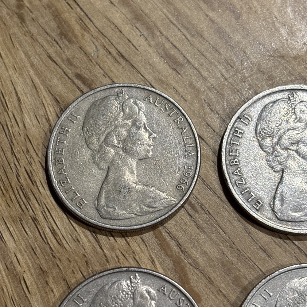 1966 20 Cent Coins X 4 Wave gap Australian Elizabeth II