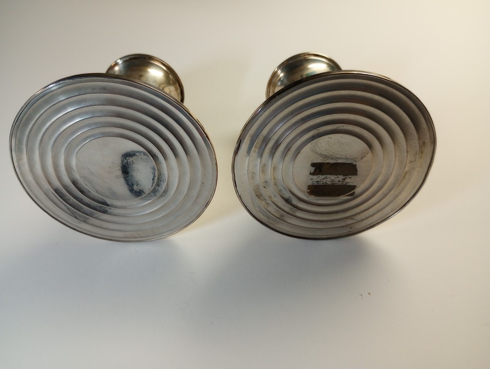 (TWO) Antique Rose Point by Wallace Sterling Silver Candlestick