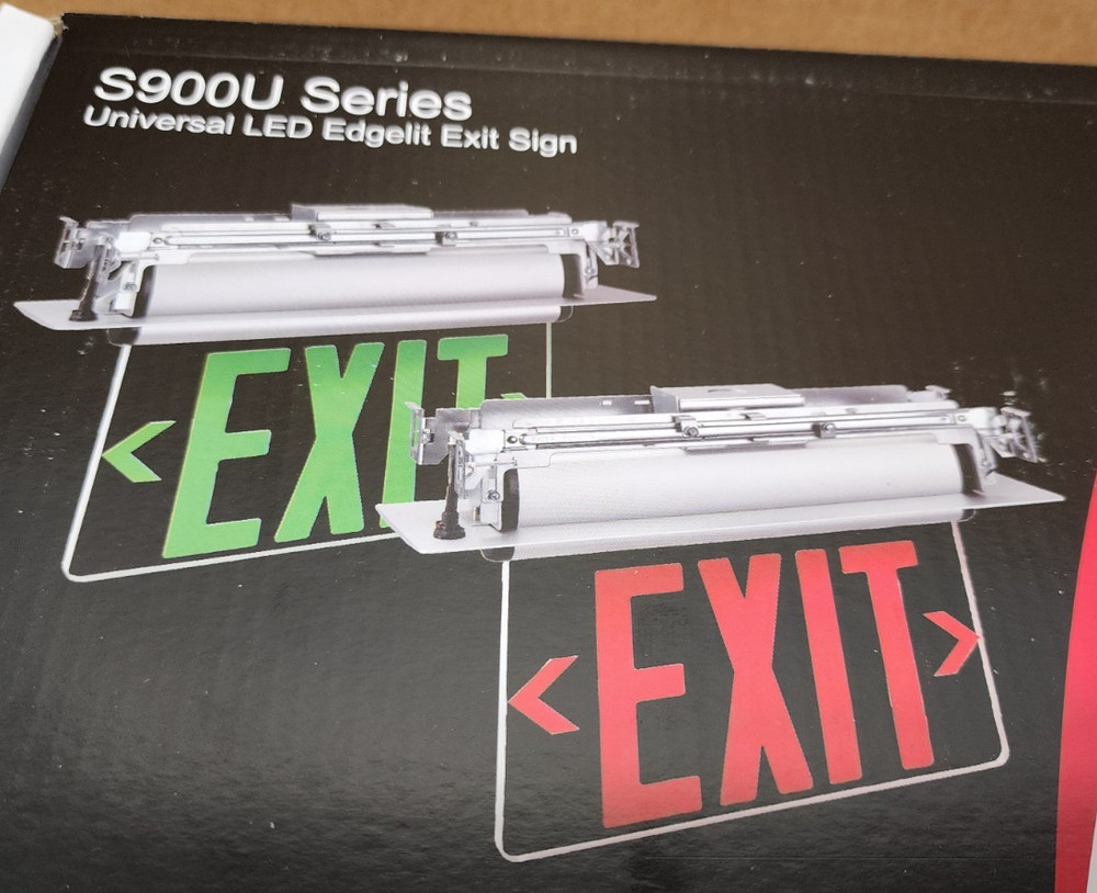 Exit Sign Exitronix S900U-WB-SR-G-WH Universal LED Edgelit Green, Red