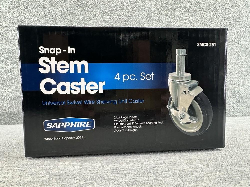 SAPPHIRE SMCS-251 - Snap-In Stem Caster Set, 5" Poly Wheel (4pcs/set)