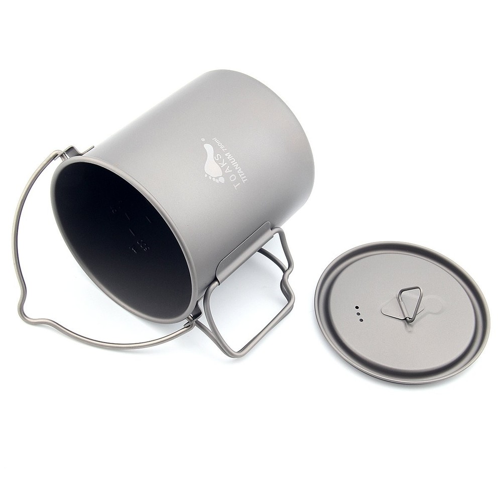 Titanium Pot 750ml Bail Handle Camping Cookware Ultralight Backpacking Cook Set