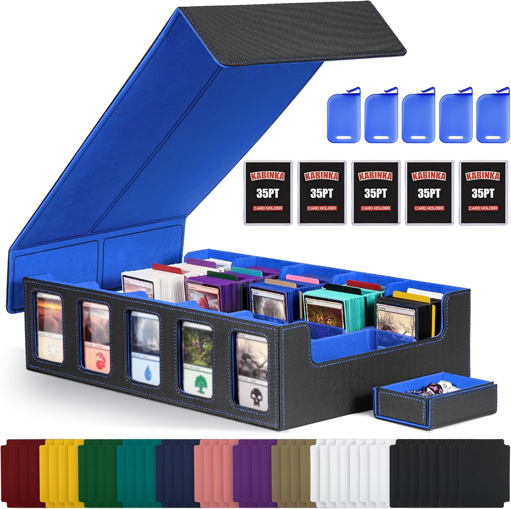 Trading Card Storage Box with Commander Display , 5-Row Deck Case with Removable