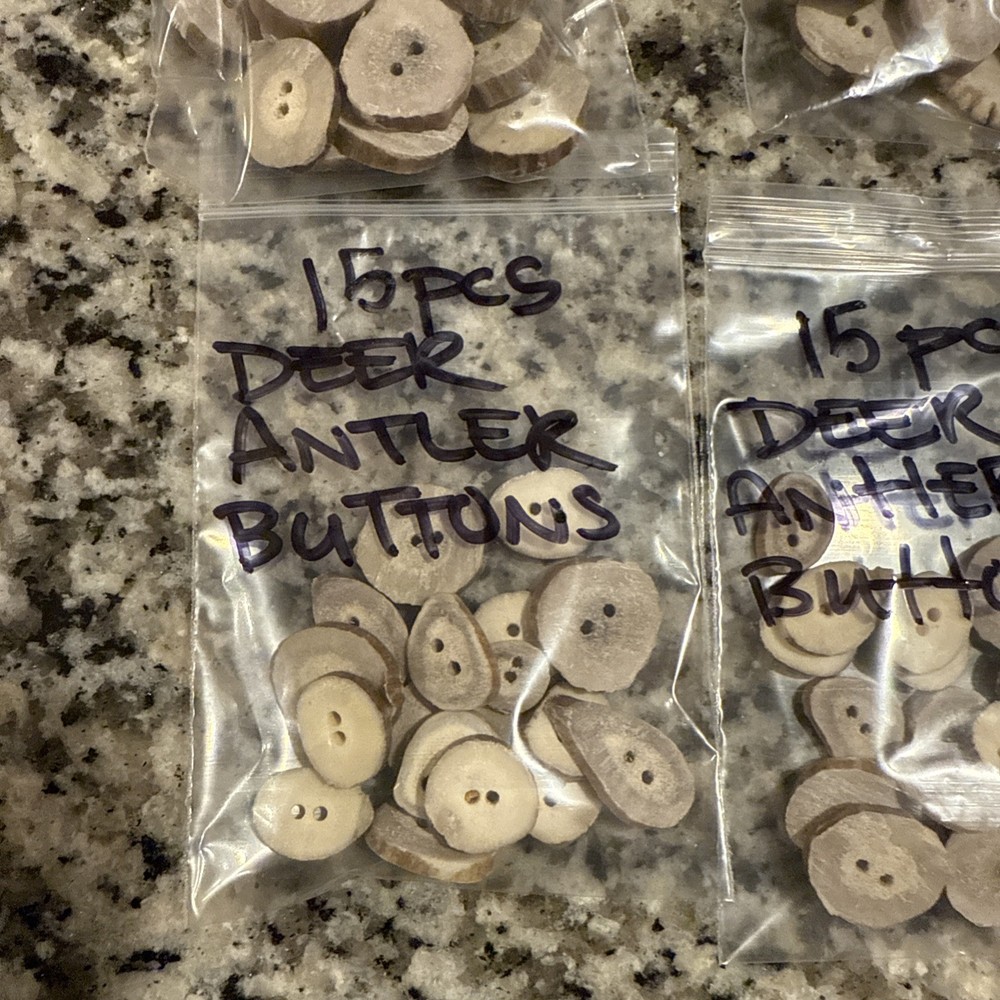 Deer Antler Buttons, 15 count