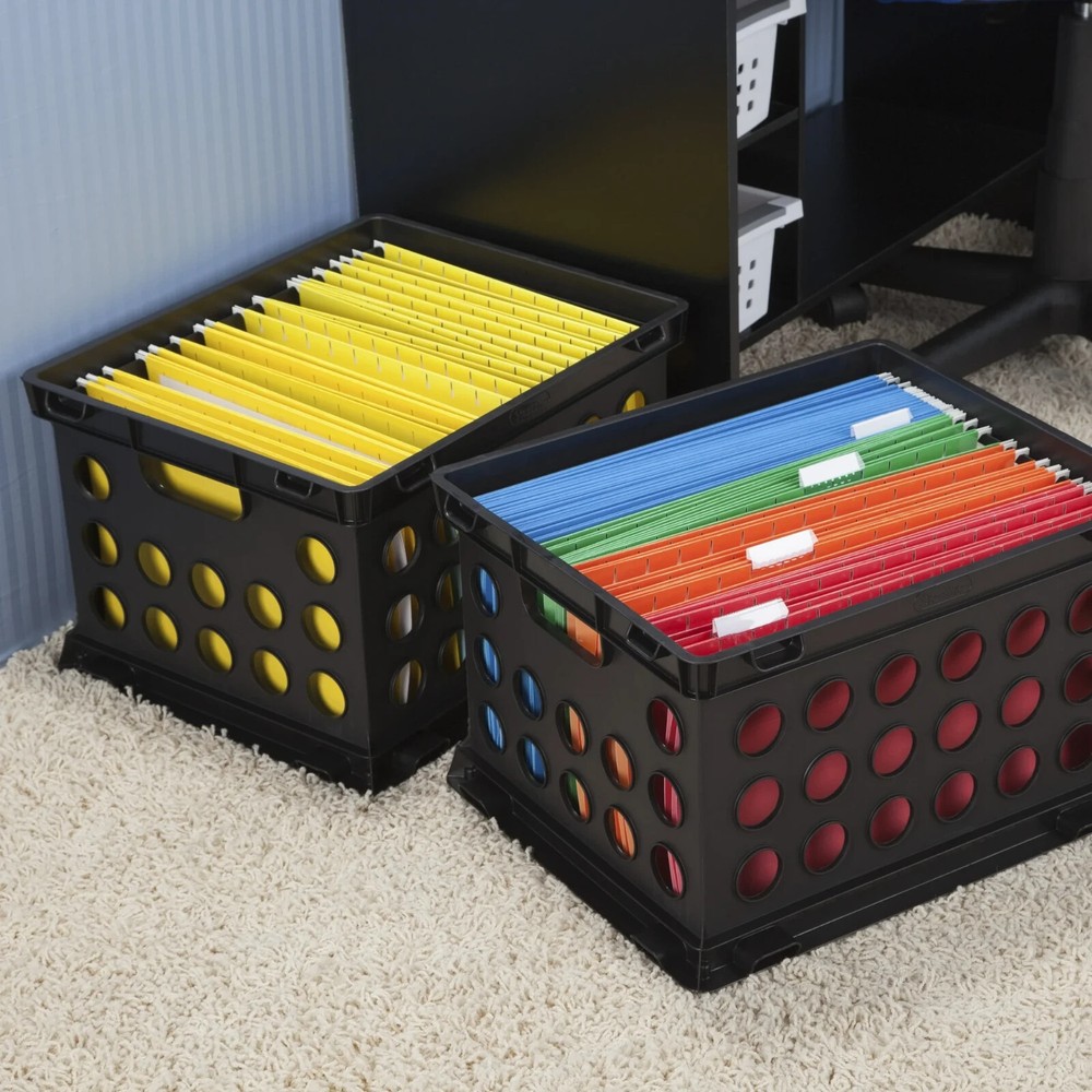 Sterilite File Crate Black Stackable File Storage Letter & Legal Size