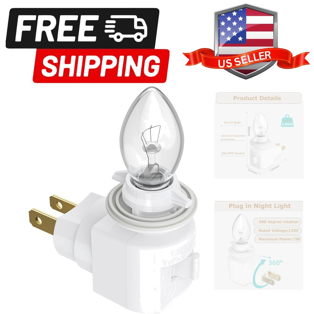Plug in Night Light, Adjustable E12 Base Socket with On/Off Switch for Making...