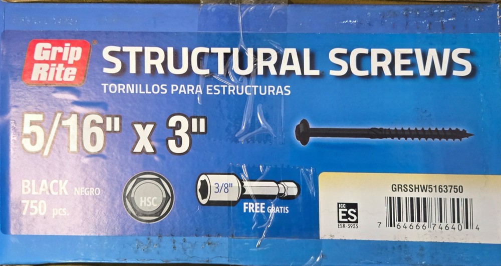 Grip-Rite Grip Rite Structural Screws Black - 5/16" x 3" - 750 COUNT