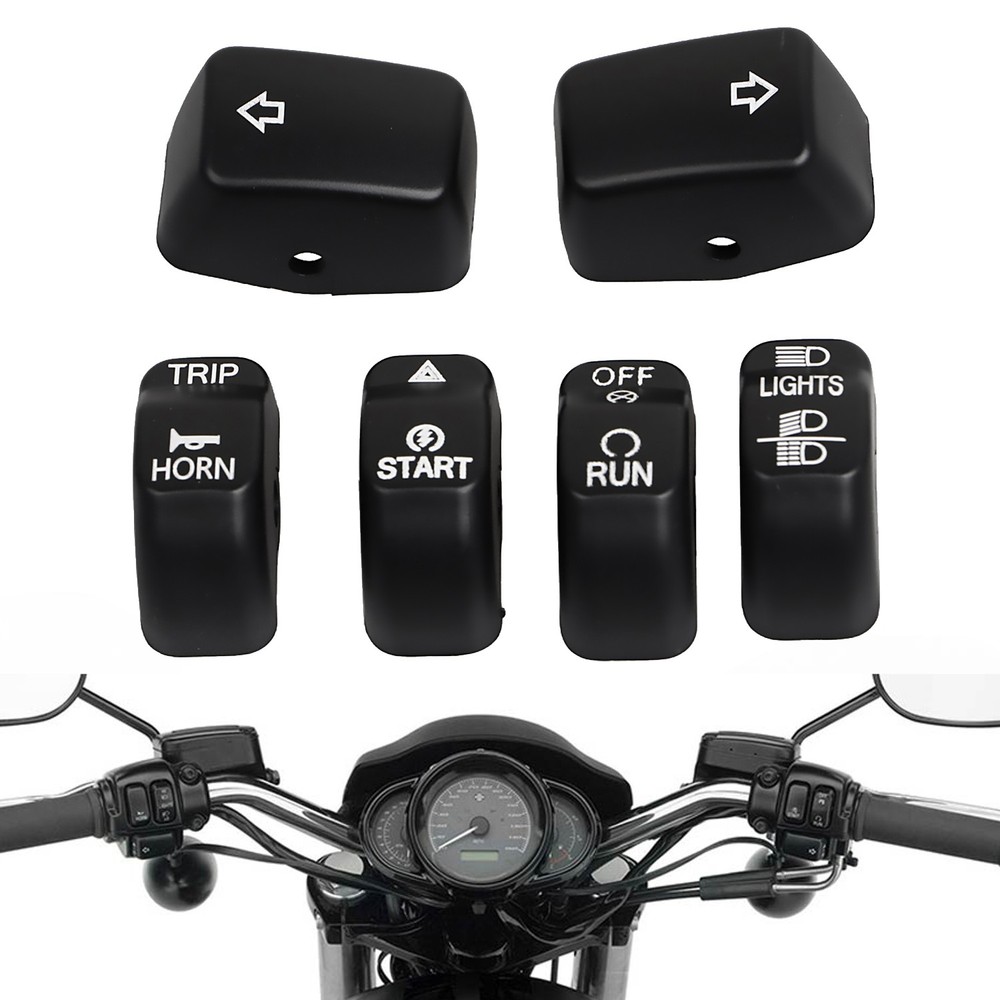 Black Hand Control Switch Housing Button Cap Fit For Harley Softail Dyna Fat Bob