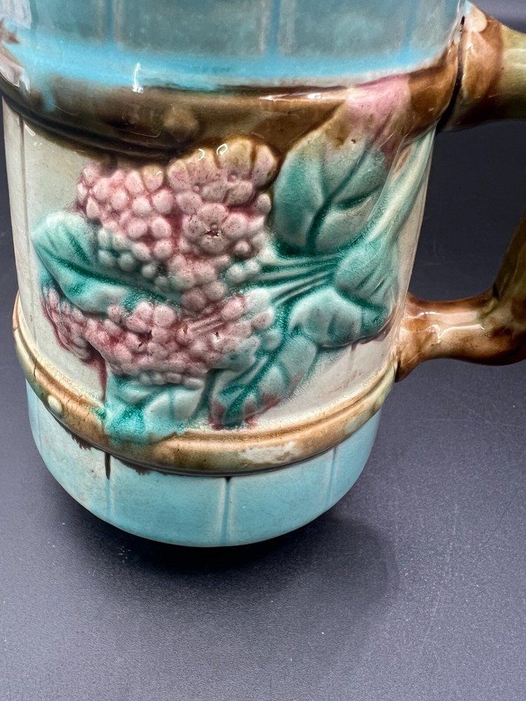 Majolica Rustic Grape and Leaves Cream Milk Pitcher Small