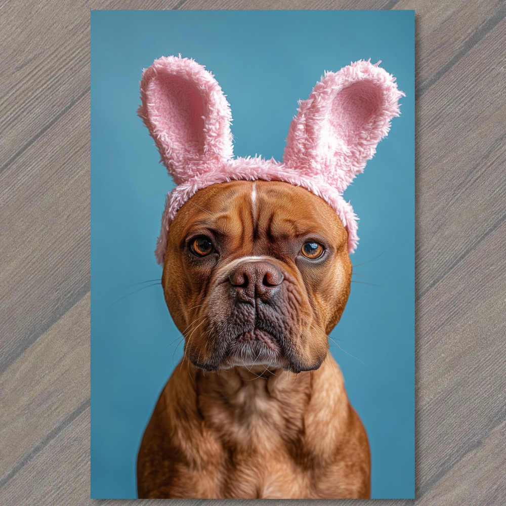 FLATCARD  Grumpy Boxer Bunny Ears Funny Easter Costume Whimsical Hilarious Fun