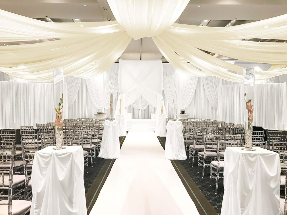 Ivory Ceiling Drapes 5Ft x 20Ft - Sheer Wedding Arch Fabric Decorations