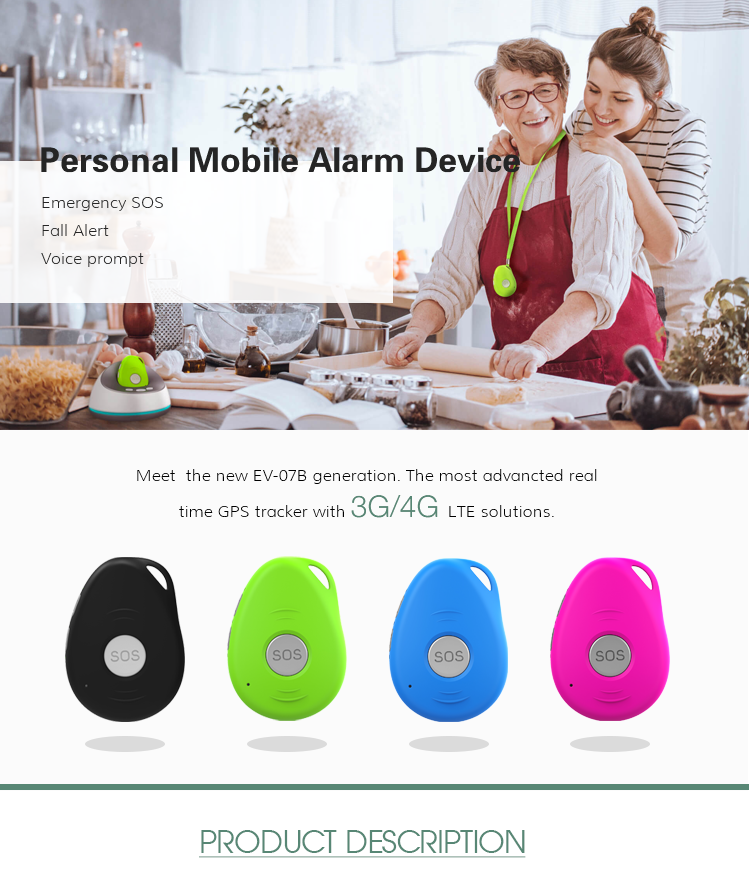 Emergency Alert Pendant APP WEB Moni-toring 4G GPS Tracker With Shock Sensor