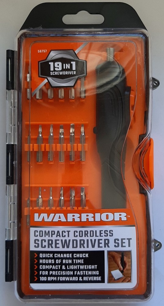 WARRIOR COMPACT CORDLESS SCREWDRIVER SET Was $15 Now $10