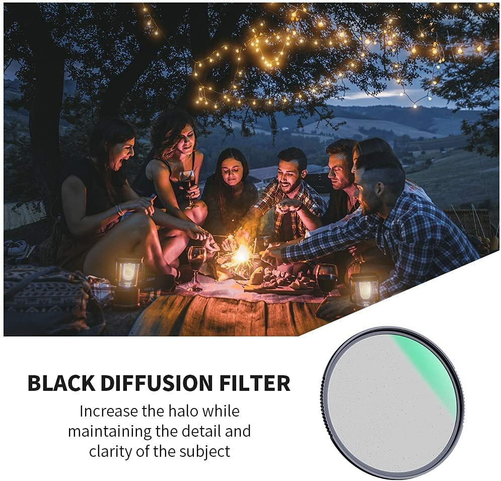 K&F Concept 82mm 1/4 Diffusion Filter Ring Black Mist Filter Double Multi Coated