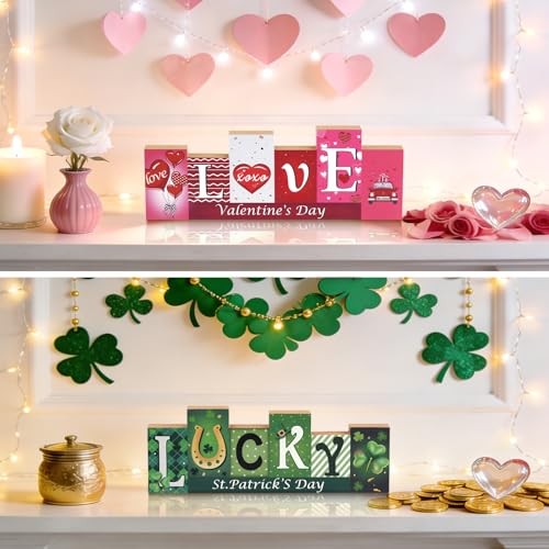 1Pc Reversible Valentine’s Day Decorations & St. Patrick’s Day Decorations for