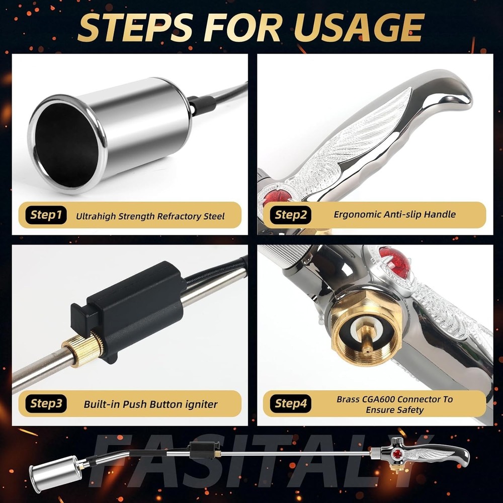 Weed Burner Torch, Propane Torch Weed Burner High Output 37" Extended Heavy D...