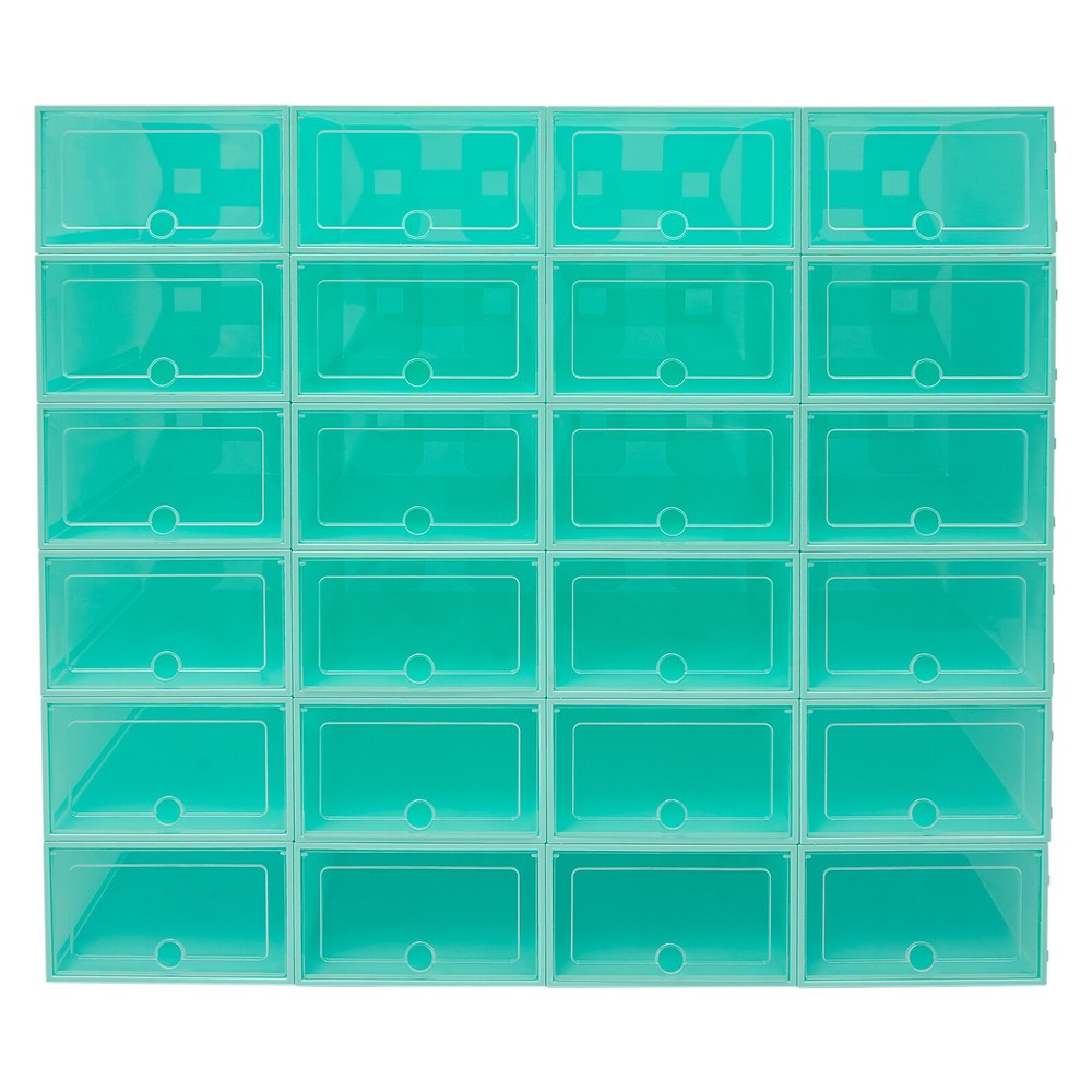 24 Pack Green Stackable Shoe Boxes Shoe Storage Box Shoe Storage Organizer
