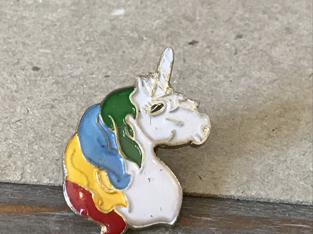 Unicorn Head Enamel Rainbow Multi-Colored tack back pin  (C)