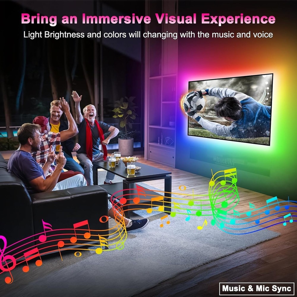 Dynamic 9.84ft LED Backlight for TVs - App Controlled Color Changing Experience