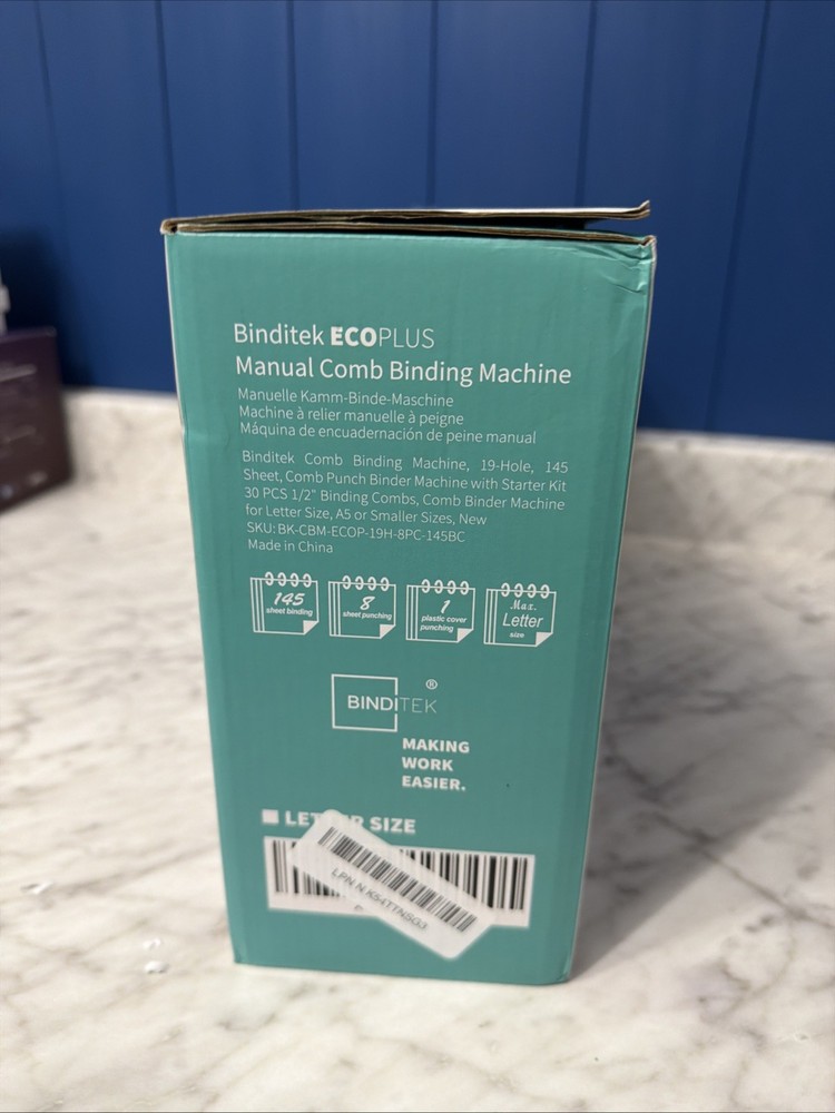 Binditek - ECOPLUS - Manual Comb Binding Machine - 19 Holes - 145 sheet binding
