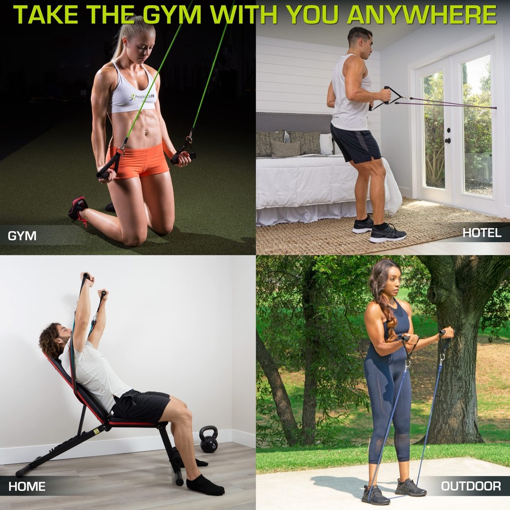 Single Stackable Resistance Bands with Door Anchor and Exercise Guide, 5-8 LB...