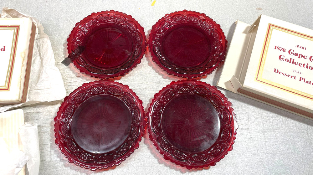 4 AVON 1876 CAPE COD RUBY RED 7 1/4” SALAD  DESSERT PLATES