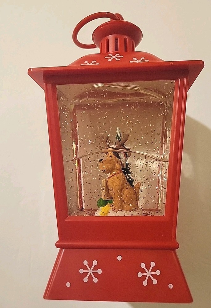 Reindeer Dog Glitter Globe Lantern Cracker Barrel New In Box