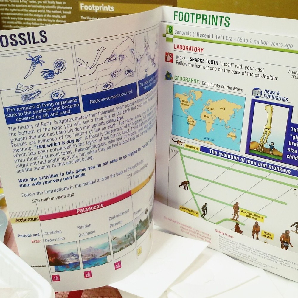 Fossils & Footprints Interactive Evolution Kit #62019 Clementoni Open Box Unused