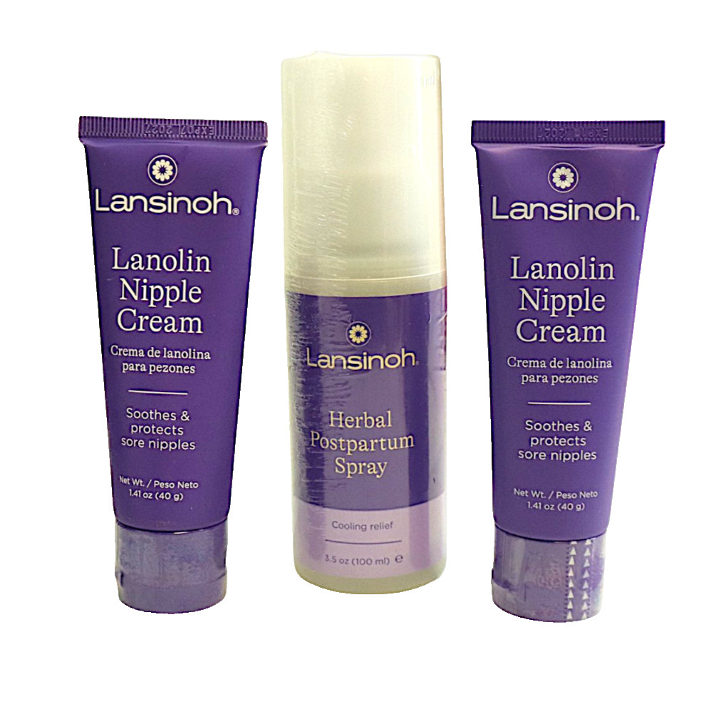Lansinoh Lanolin Nipple Cream & Herbal Postpartum Spray Set